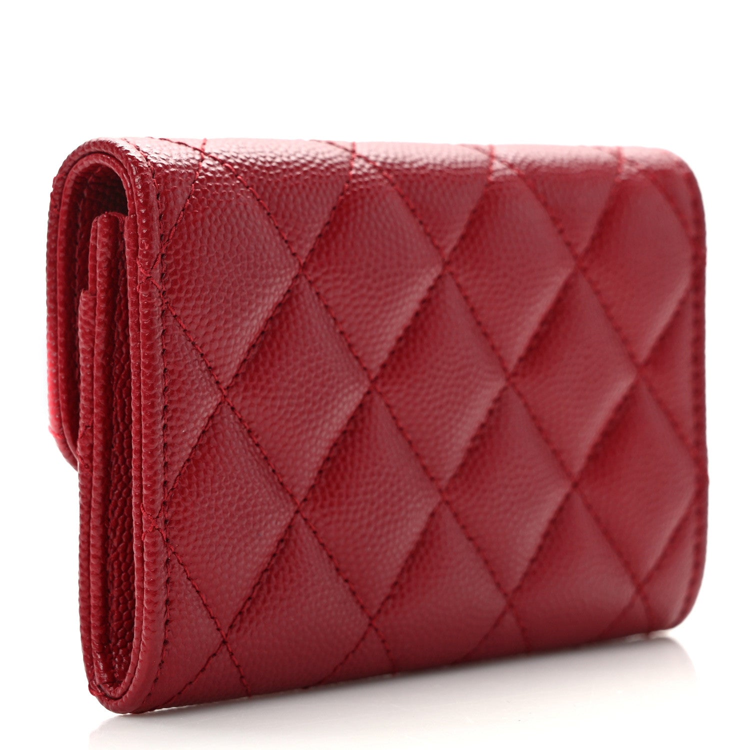 Chanel Caviar Quilted Flap Card Holder Wallet Red 3 of 10