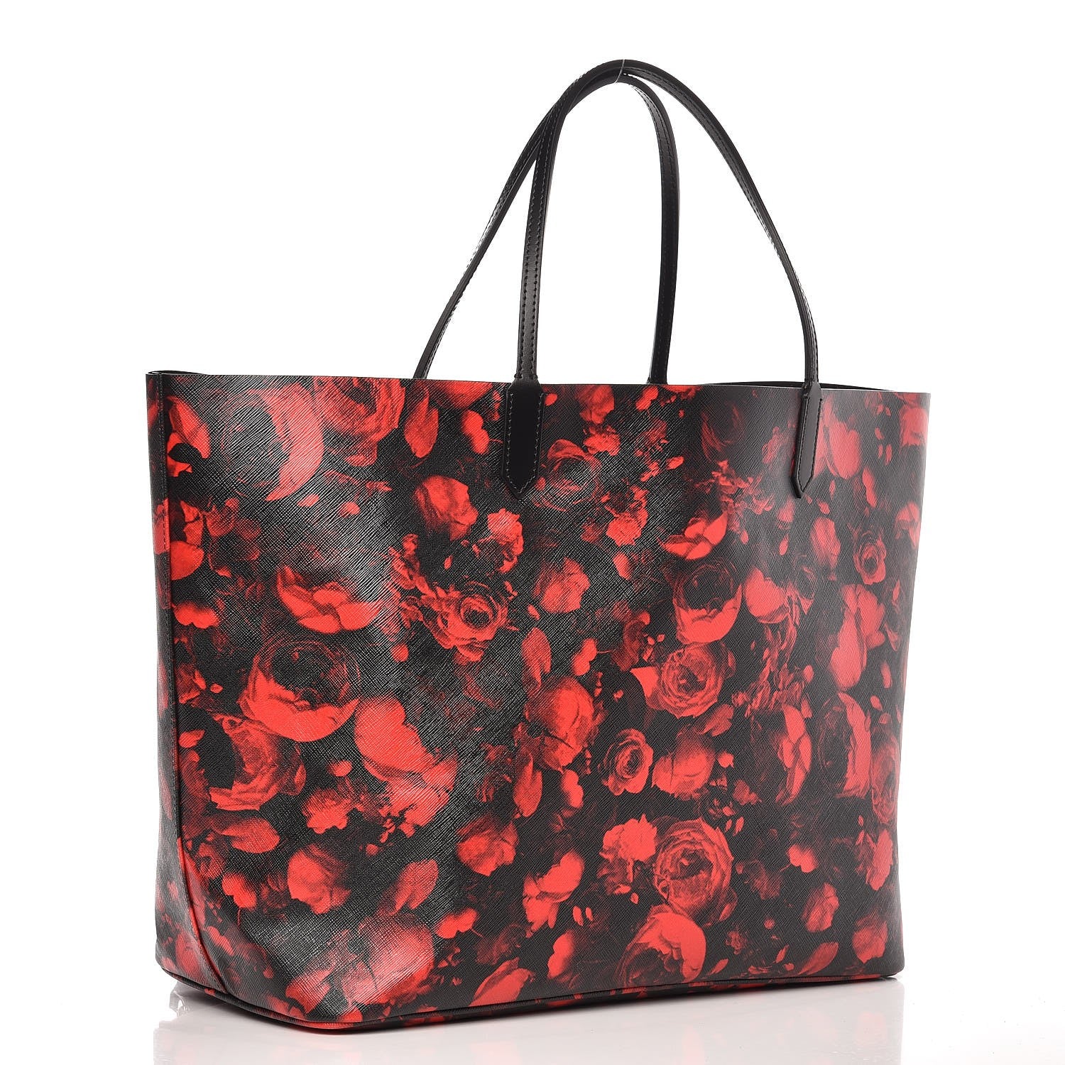 Givenchy Textured Coated Canvas Floral Print Large Antigona Tote Black Red 3 of 10