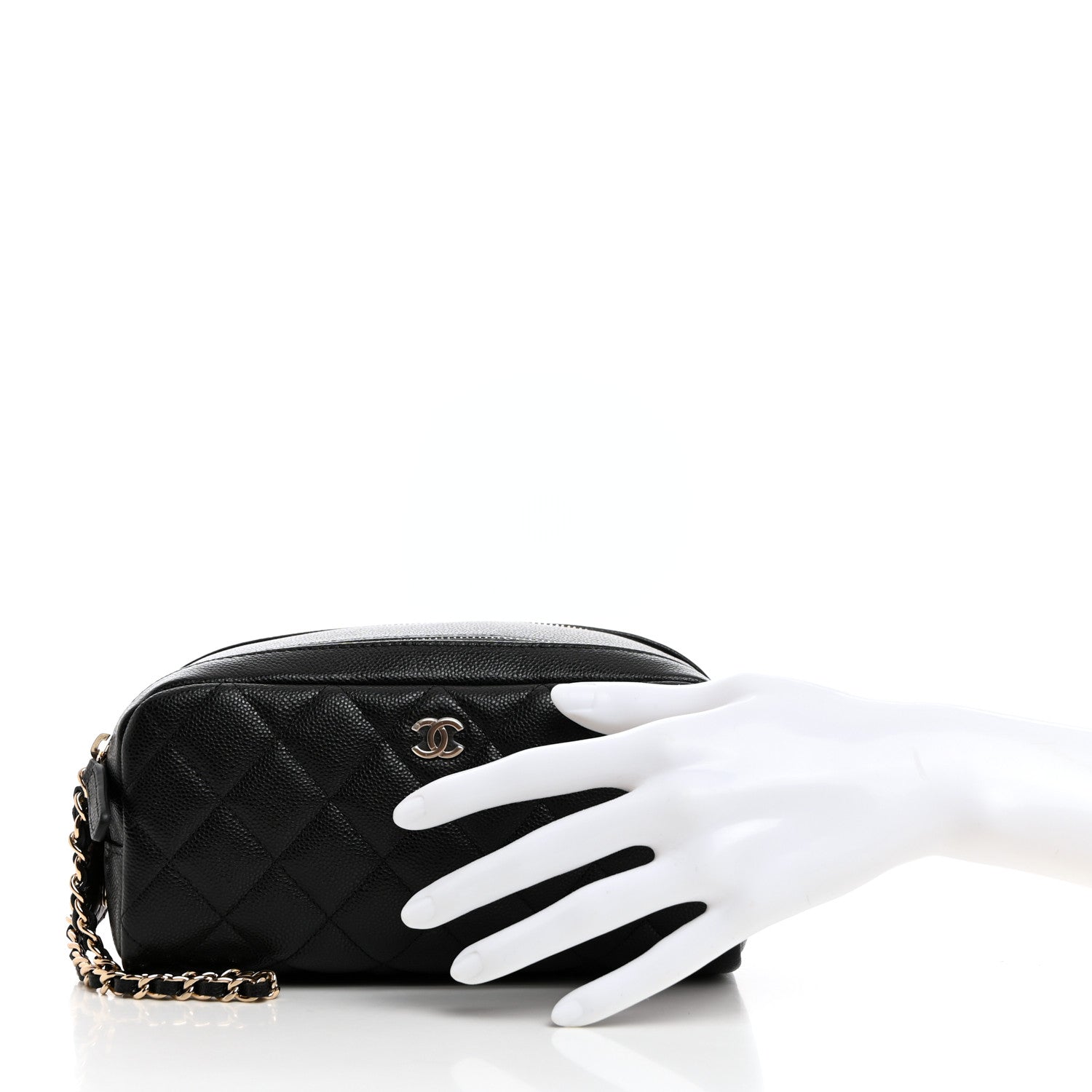 Chanel Caviar Quilted Toiletry Case With Chain Black 2 of 8
