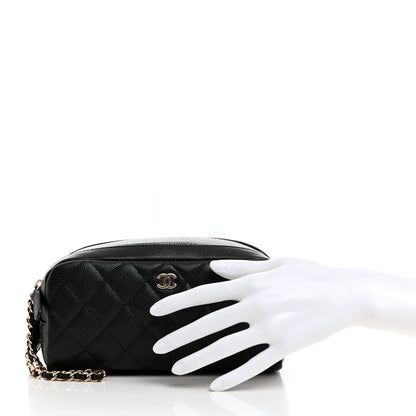 Chanel Caviar Quilted Toiletry Case With Chain Black 2 of 8
