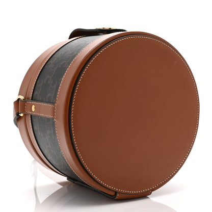 Celine Calfskin Triomphe Canvas Medium Tambour Bag Tan 4 of 10