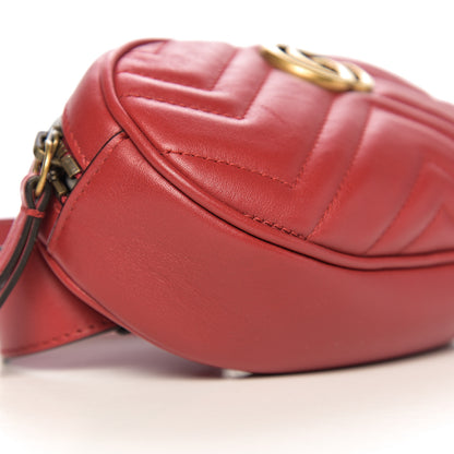 Gucci Calfskin Matelasse GG Marmont Belt Bag 95 38 Hibiscus Red 7 of 9