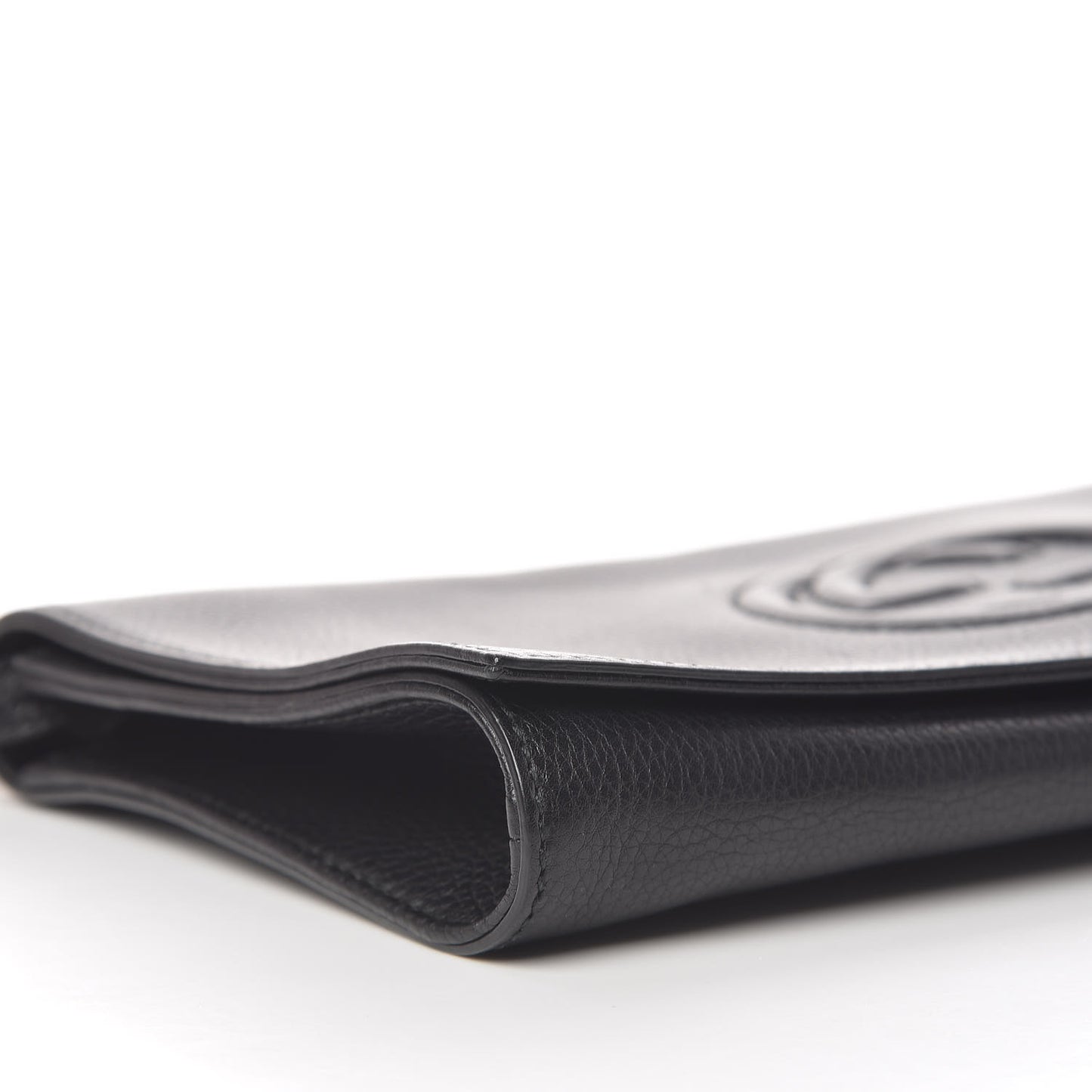 Pebbled Calfskin Medium Soho Clutch Black