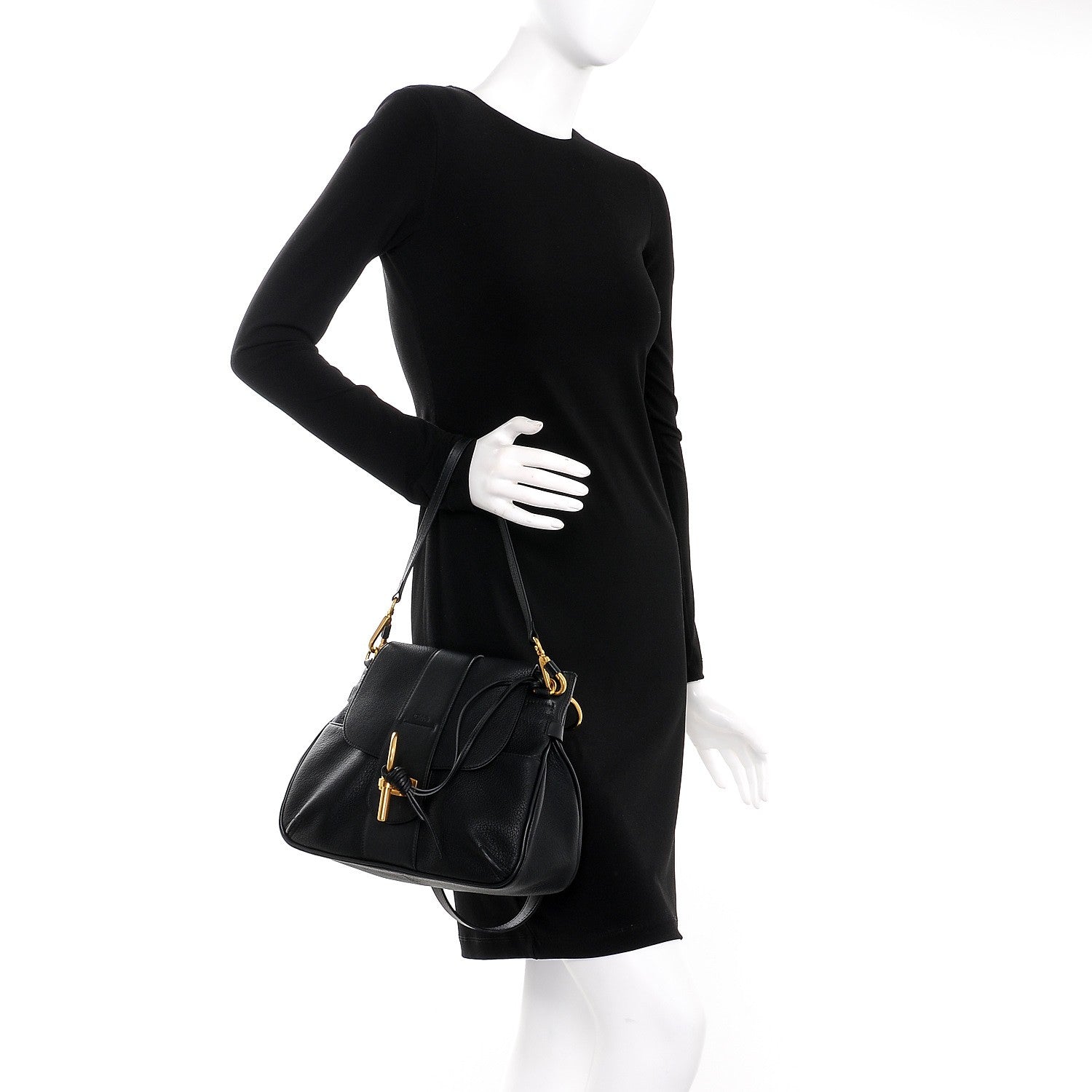 Chloe Grained Lambskin Calfskin Small Lexa Shoulder Bag Black 3 of 12