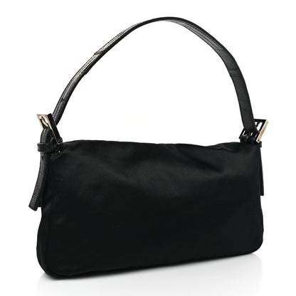 Fendi Satin Lizard Crystal Baguette Black 3 of 10