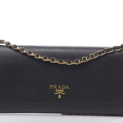 Prada Saffiano Metal Oro Chain Wallet Black 11 of 11