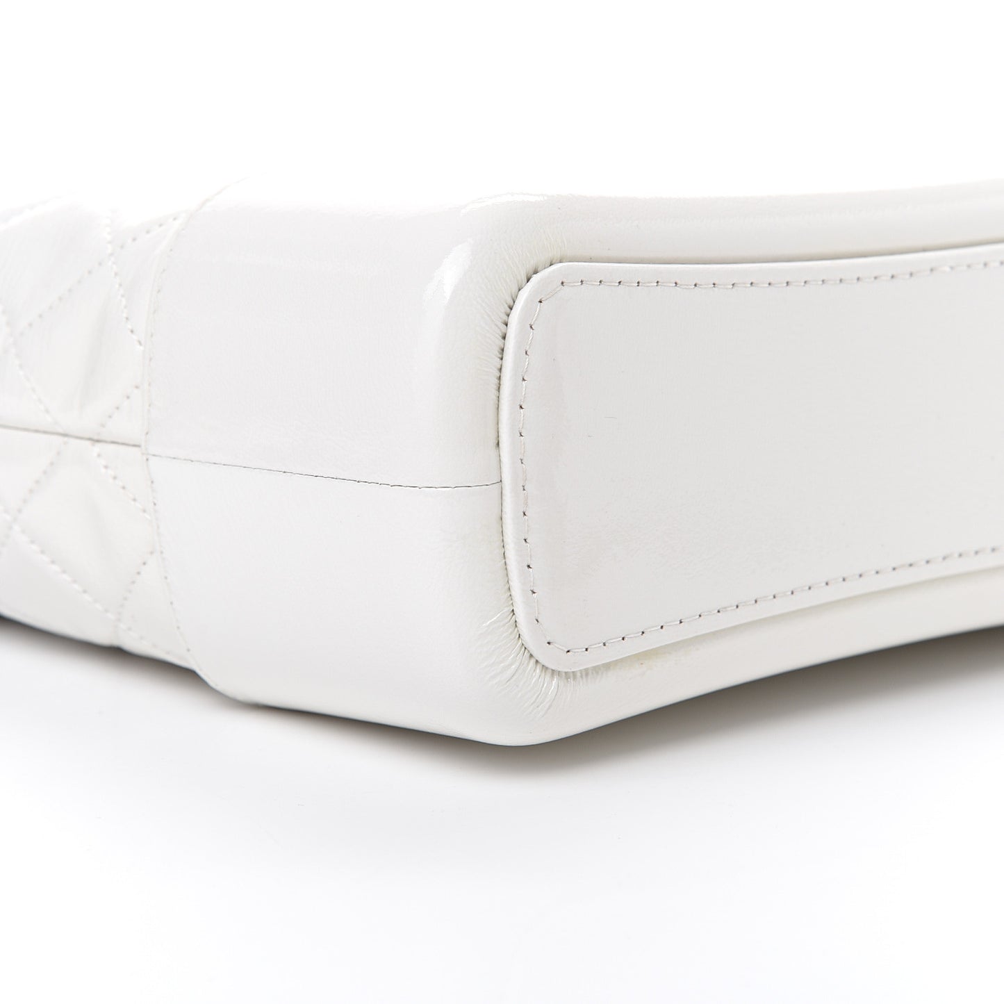 Patent Goatskin Quilted Medium Gabrielle Hobo White