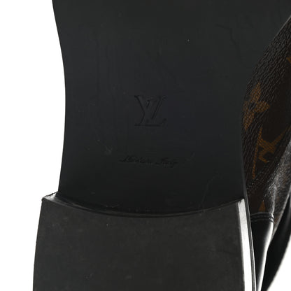 Louis Vuitton Calfskin Monogram Wonderland Flat Ranger Boots 40 Black 6 of 8
