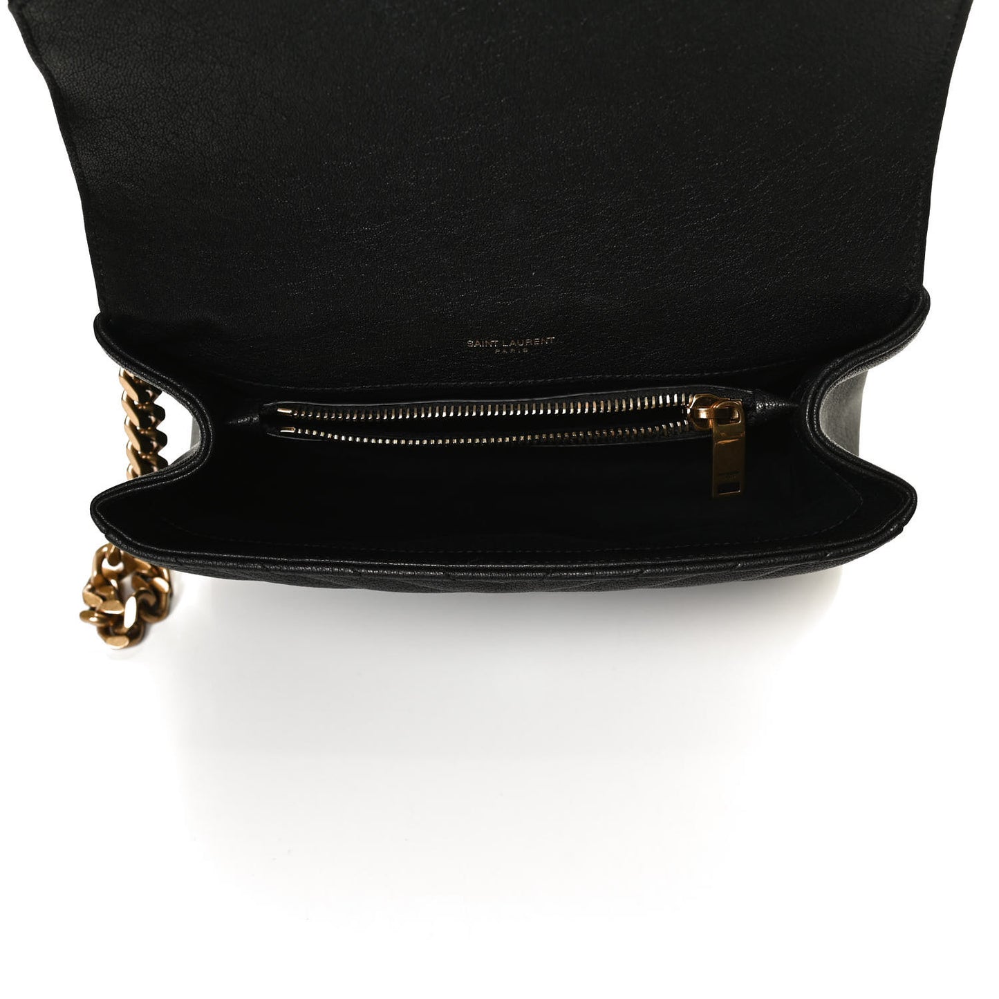 Sheepskin Matelasse Chevron Monogram Medium College Bag Black