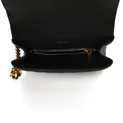 Saint Laurent Sheepskin Matelasse Chevron Monogram Medium College Bag Black 4 of 10