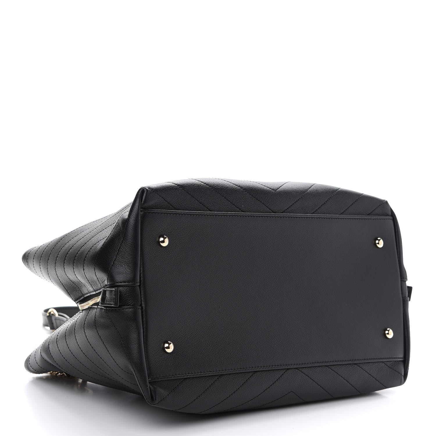 Chanel Calfskin Stitched Large Chevron Chic Shopping Bag Black 4 of 9