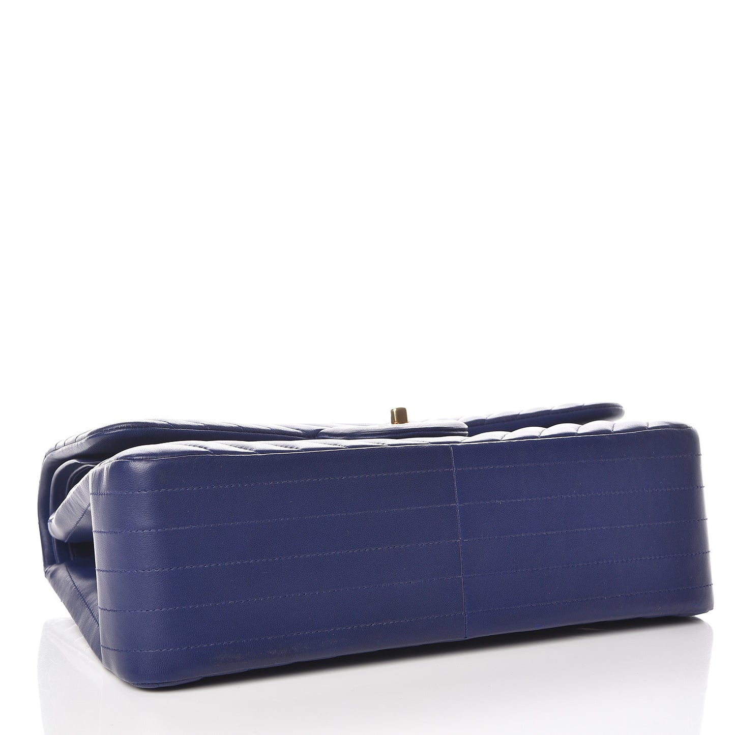 Lambskin Chevron Quilted Jumbo Double Flap Blue