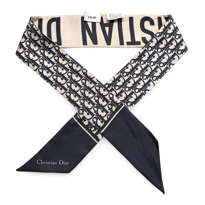 Christian Dior Silk Oblique Mitzah Scarf Bleu Marine Bleu Marine 1 of 5