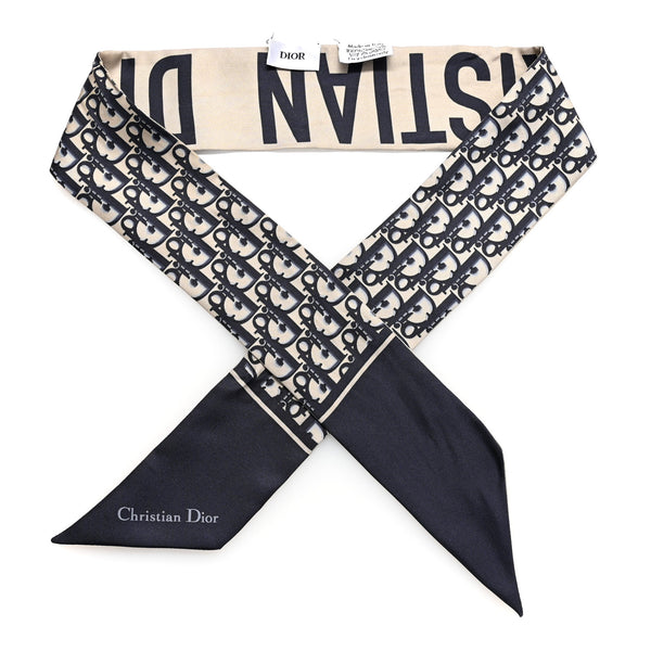 ら*送様 Christian Dior Christian Dior Silk Oblique Mitzah Scarf Bleu Marine 1816084