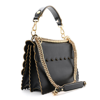 Fendi Vitello Liberty Scalloped Studded Kan I Shoulder Bag Black 3 of 10