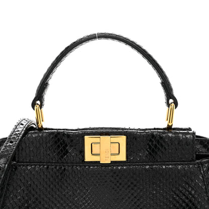 Fendi Snakeskin Nappa Mini Peekaboo Iconic Satchel Black 6 of 9