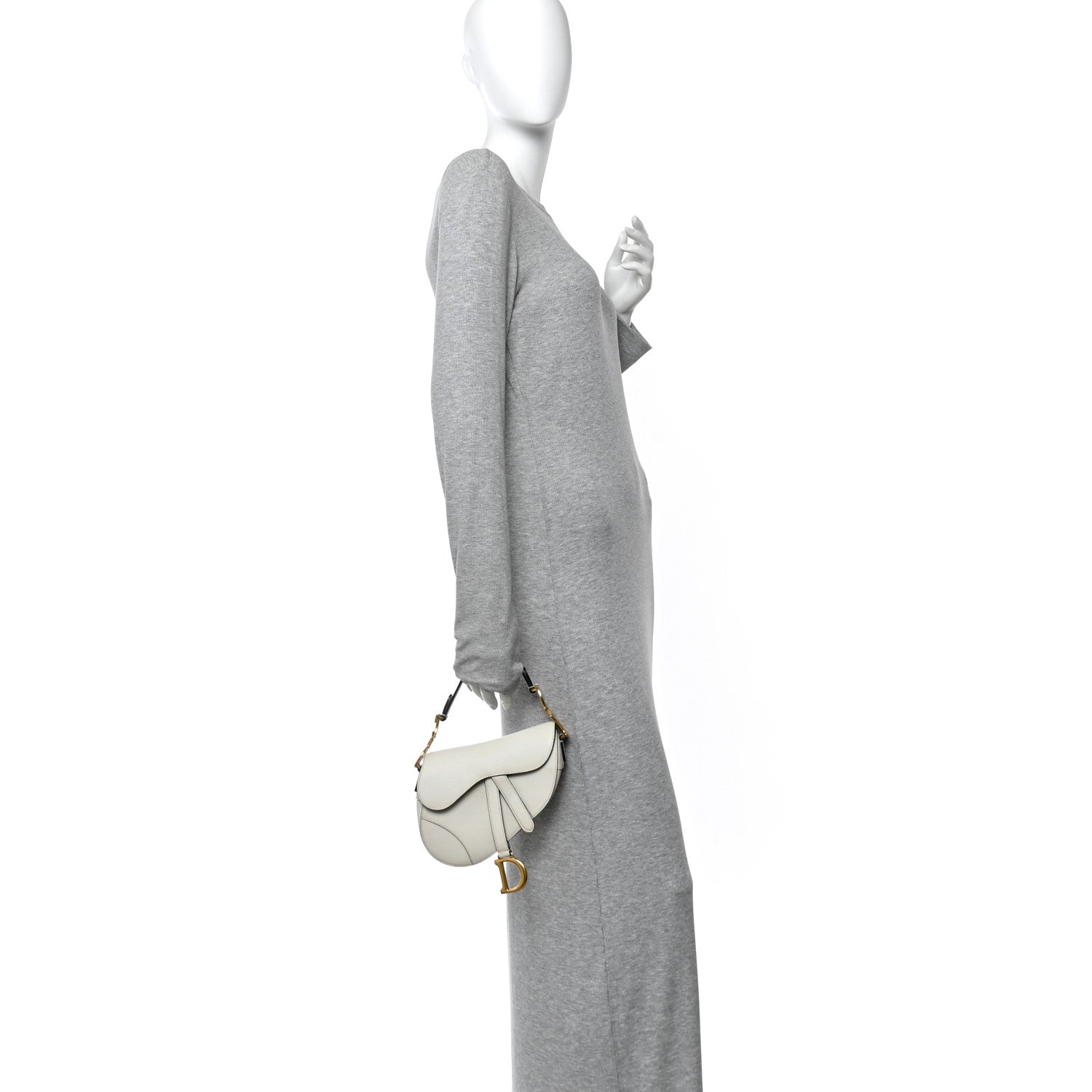 Christian Dior Grained Calfskin Mini Saddle Bag White 2 of 12