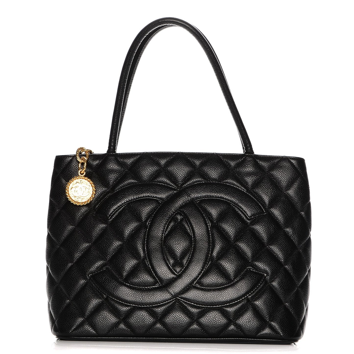 Caviar Quilted Medallion Tote Black