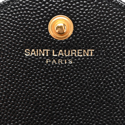 Saint Laurent Grain De Poudre Matelasse Chevron Monogram Chain Wallet Black 7 of 12