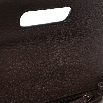 Gucci Monogram Jumbo GG Textured Dollar Calfskin Web Small Bamboo 1947 Top Handle Bag Camel Ebony New Acero 10 of 11