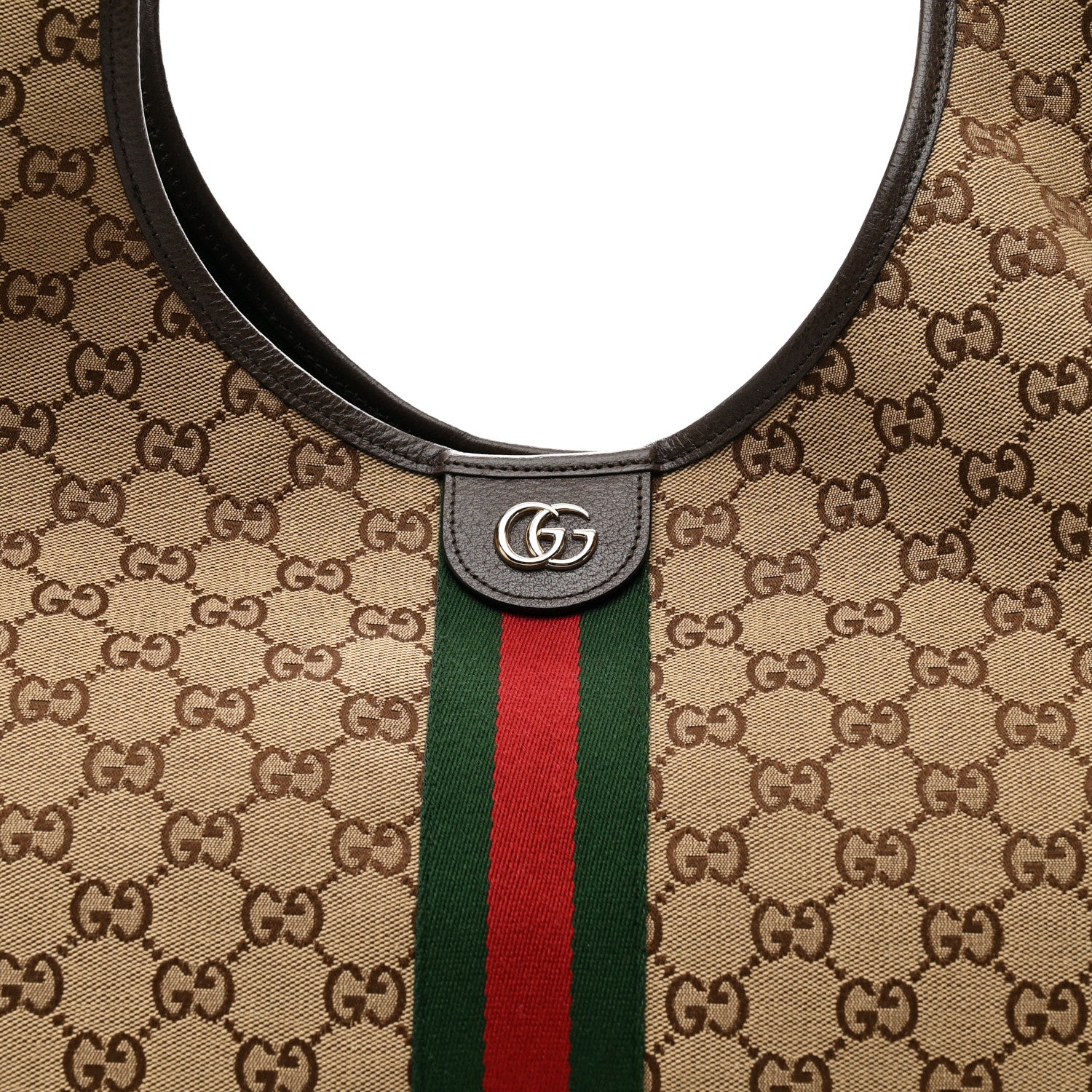 Gucci GG Monogram Web Large Giglio Tote Beige Brown 8 of 11