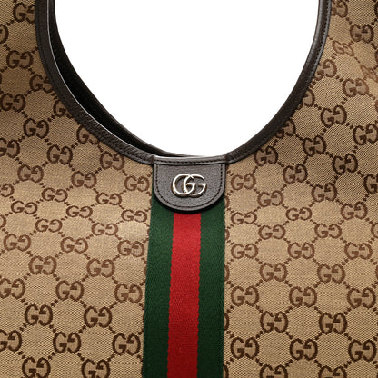 Gucci GG Monogram Web Large Giglio Tote Beige Brown 8 of 11
