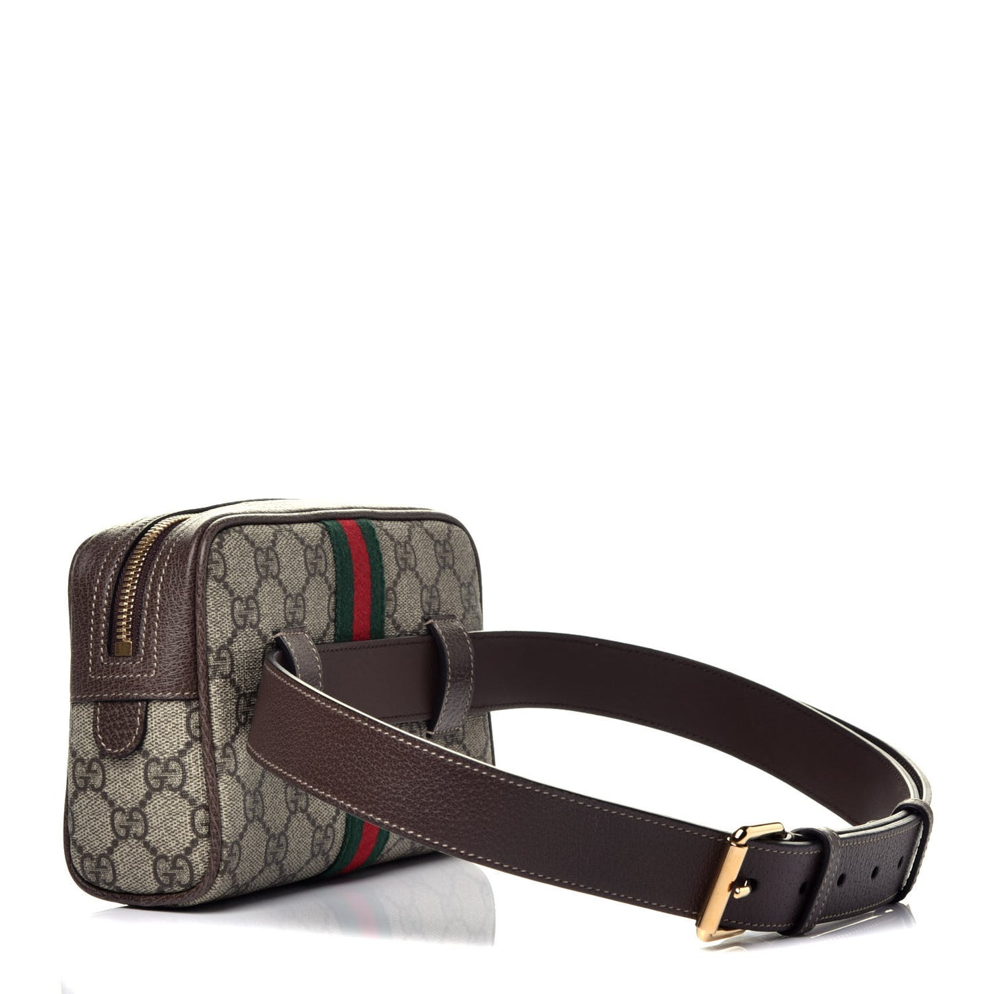 GG Supreme Monogram Web Small Ophidia Belt Bag 85 34 Dark Brown