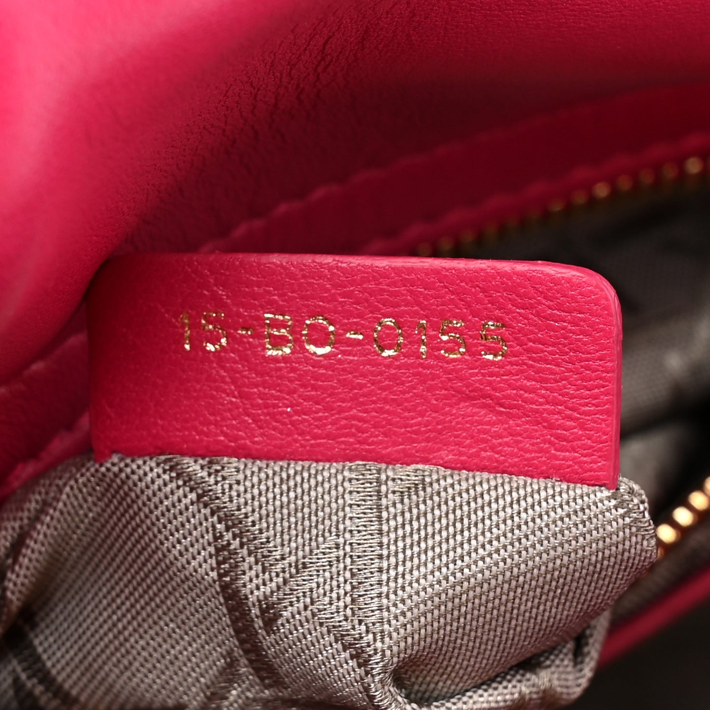 CHRISTIAN DIOR Lambskin Cannage Mini Lady Dior Fuchsia