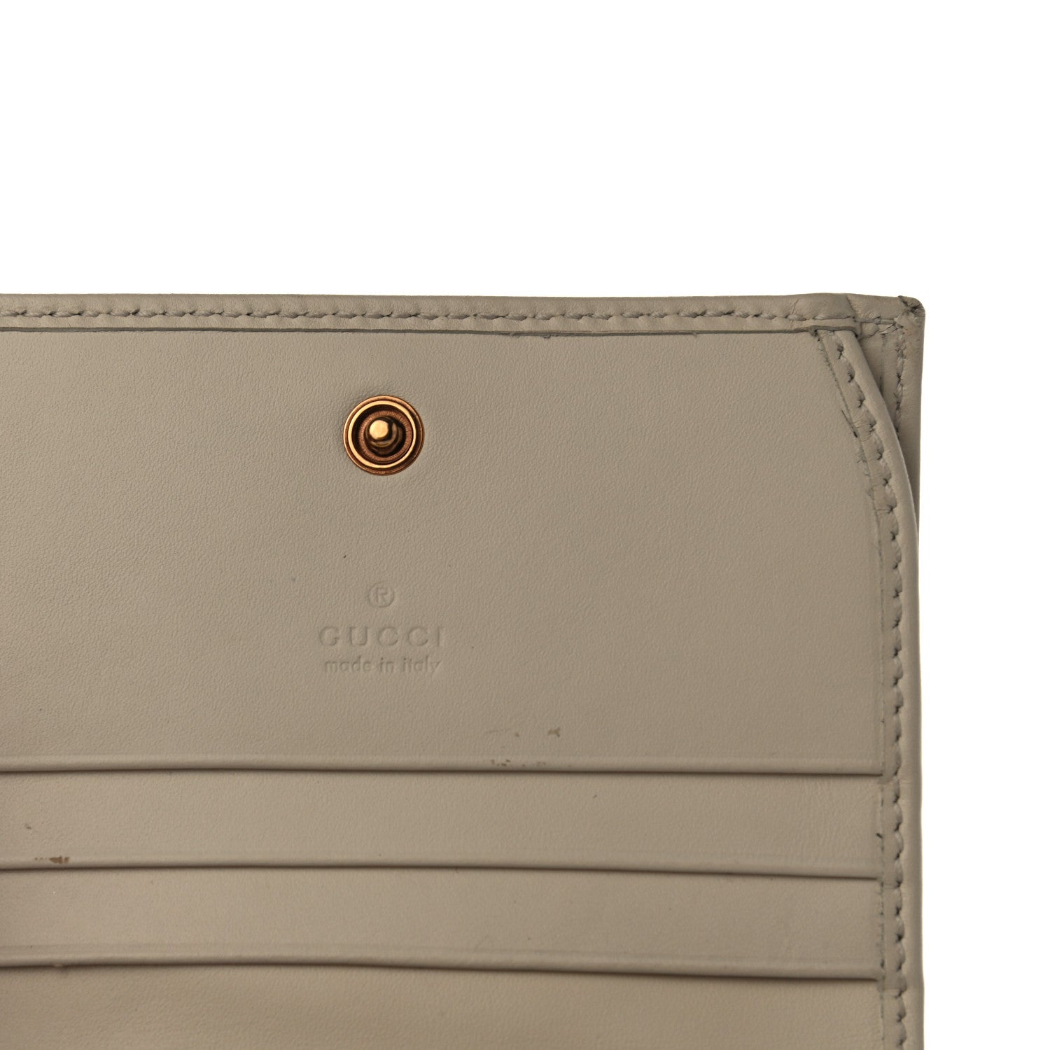 Gucci Calfskin Matelasse Trompe L'Oeil Print GG Marmont Card Case Wallet Off White 6 of 7