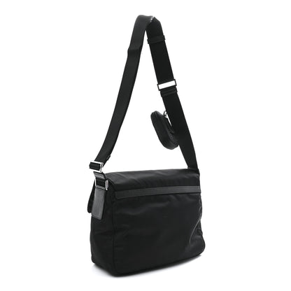 Prada Re-Nylon Vela Saffiano Pocket Double Buckle Messenger Shoulder Bag Black 3 of 10
