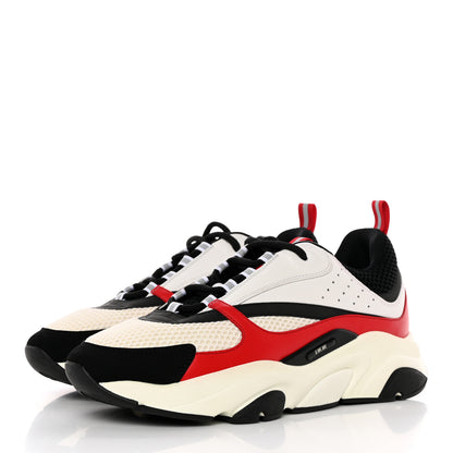 Christian Dior Technical Mesh Calfskin Mens B22 Sneakers 44 Black White Red 3 of 15