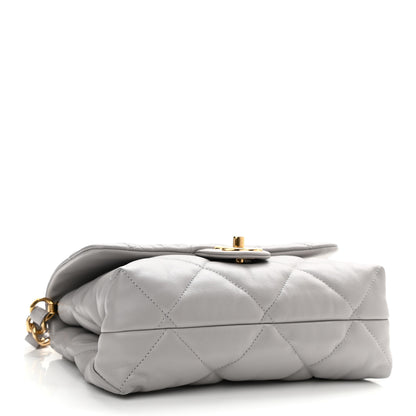 Chanel Lambskin Quilted Chain Top Handle Flap Light Grey 4 of 10
