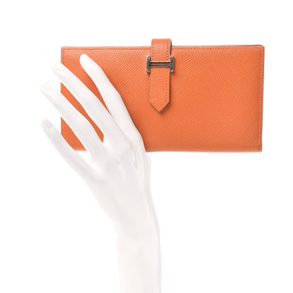 Hermes Epsom Bearn Gusset Wallet Orange 2 of 6