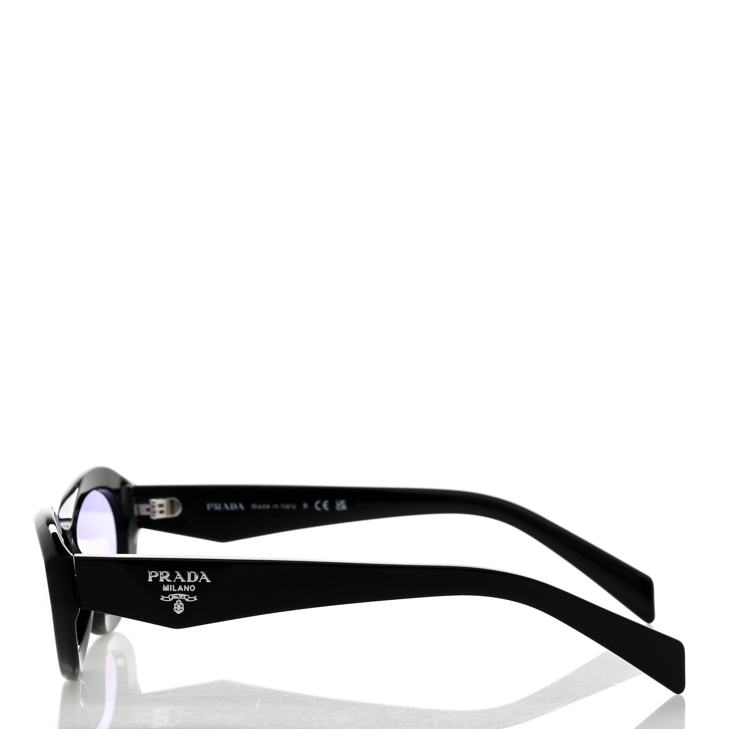 Prada Acetate Oval Sunglasses SPR 26Z Black Purple 3 of 8