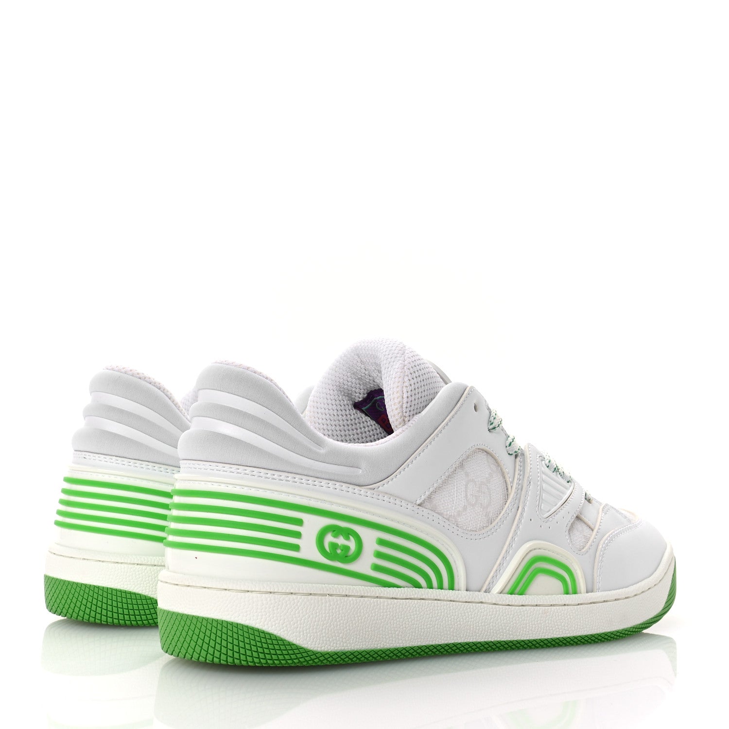 Gucci Demetra GG Supreme Monogram Womens Basket Low Top Sneakers 37.5 Great White Green 5 of 9