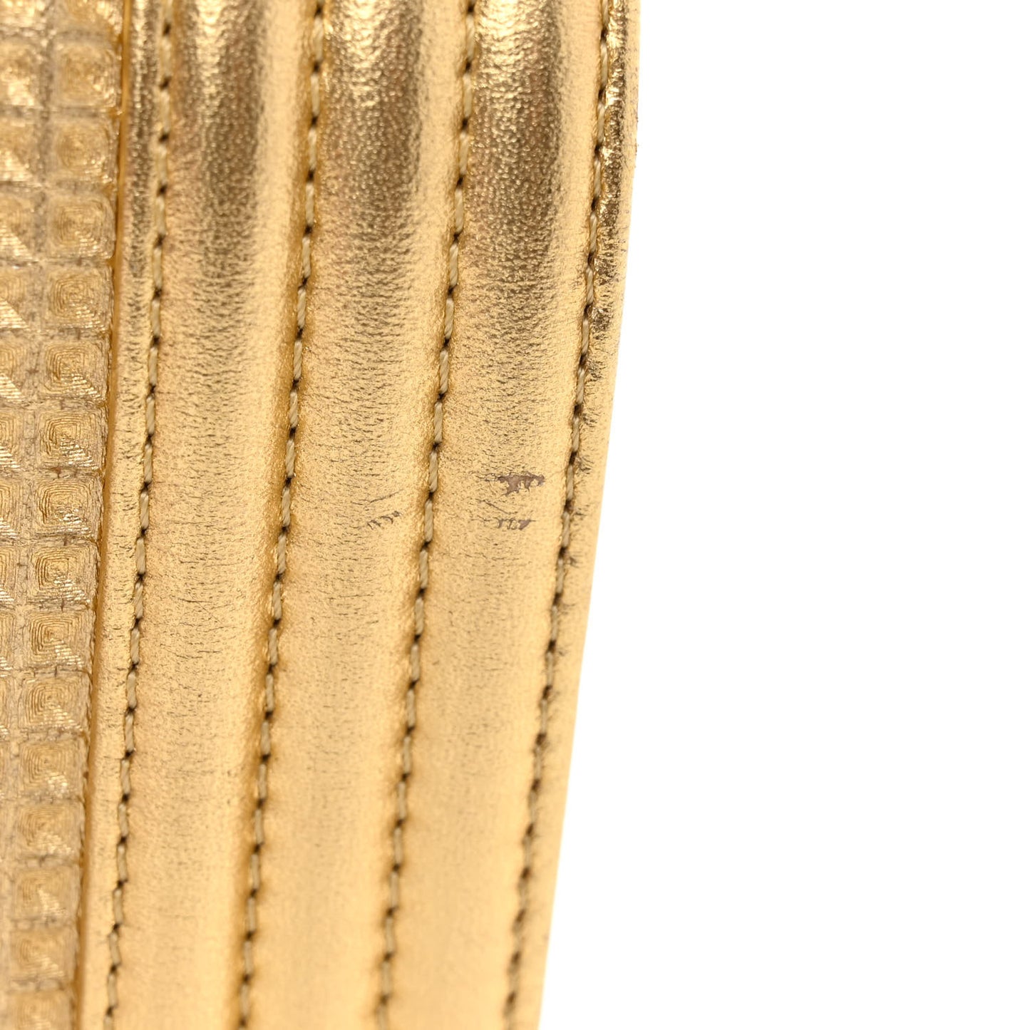 Metallic Lambskin Embossed Small Cube Boy Flap Gold