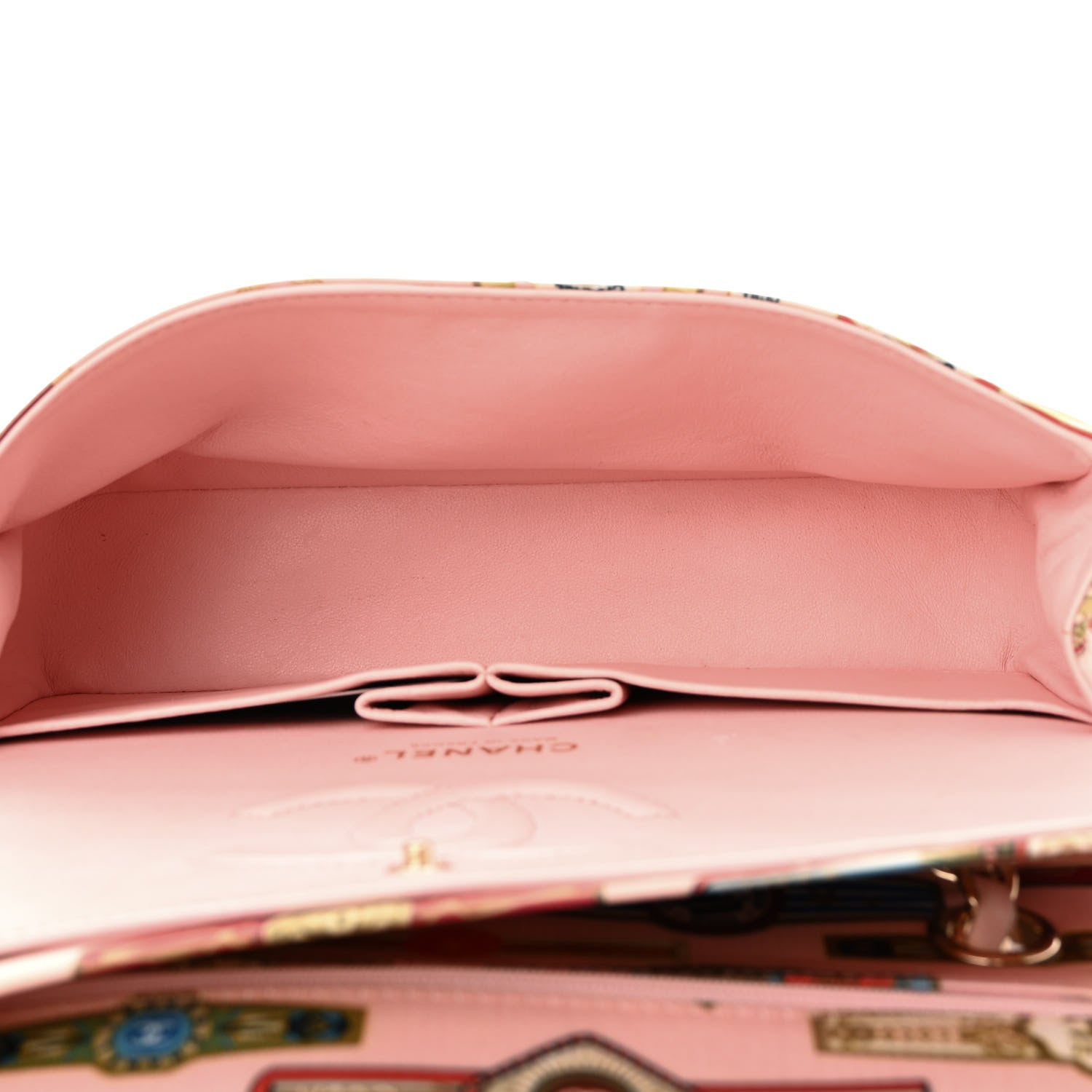Chanel Satin Paris Cuba Cigare Print Medium Double Flap Pink 6 of 11