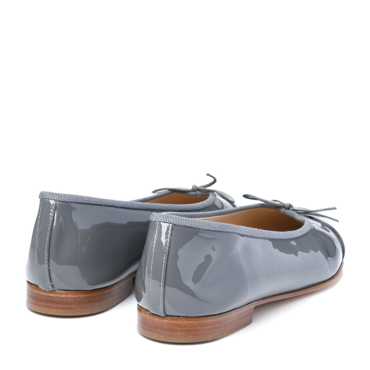 Chanel Patent Calfskin CC Cap Toe Ballerina Flats 39 Dark Grey 4 of 8