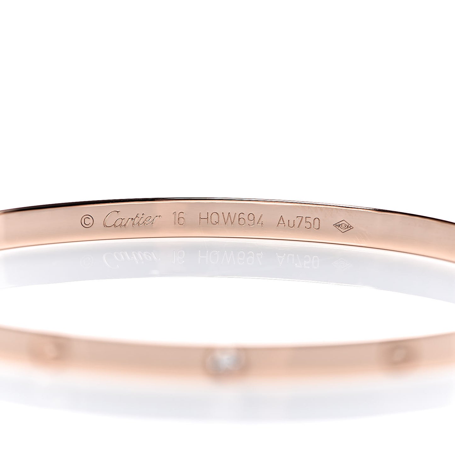 18K Pink Gold 6 Diamond Small LOVE Bracelet 16