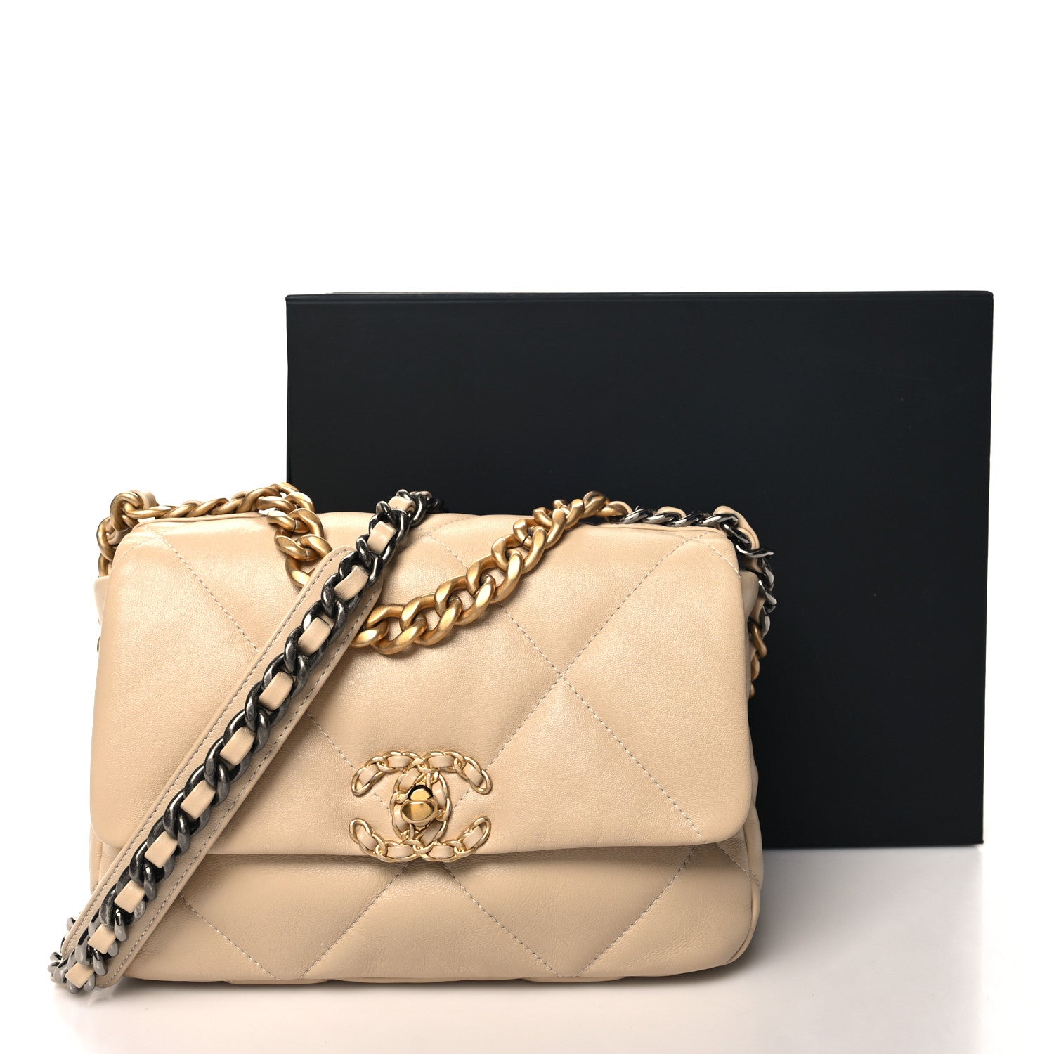 Chanel Lambskin Quilted Medium Chanel 19 Flap Beige 11 of 11