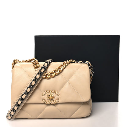 Chanel Lambskin Quilted Medium Chanel 19 Flap Beige 11 of 11