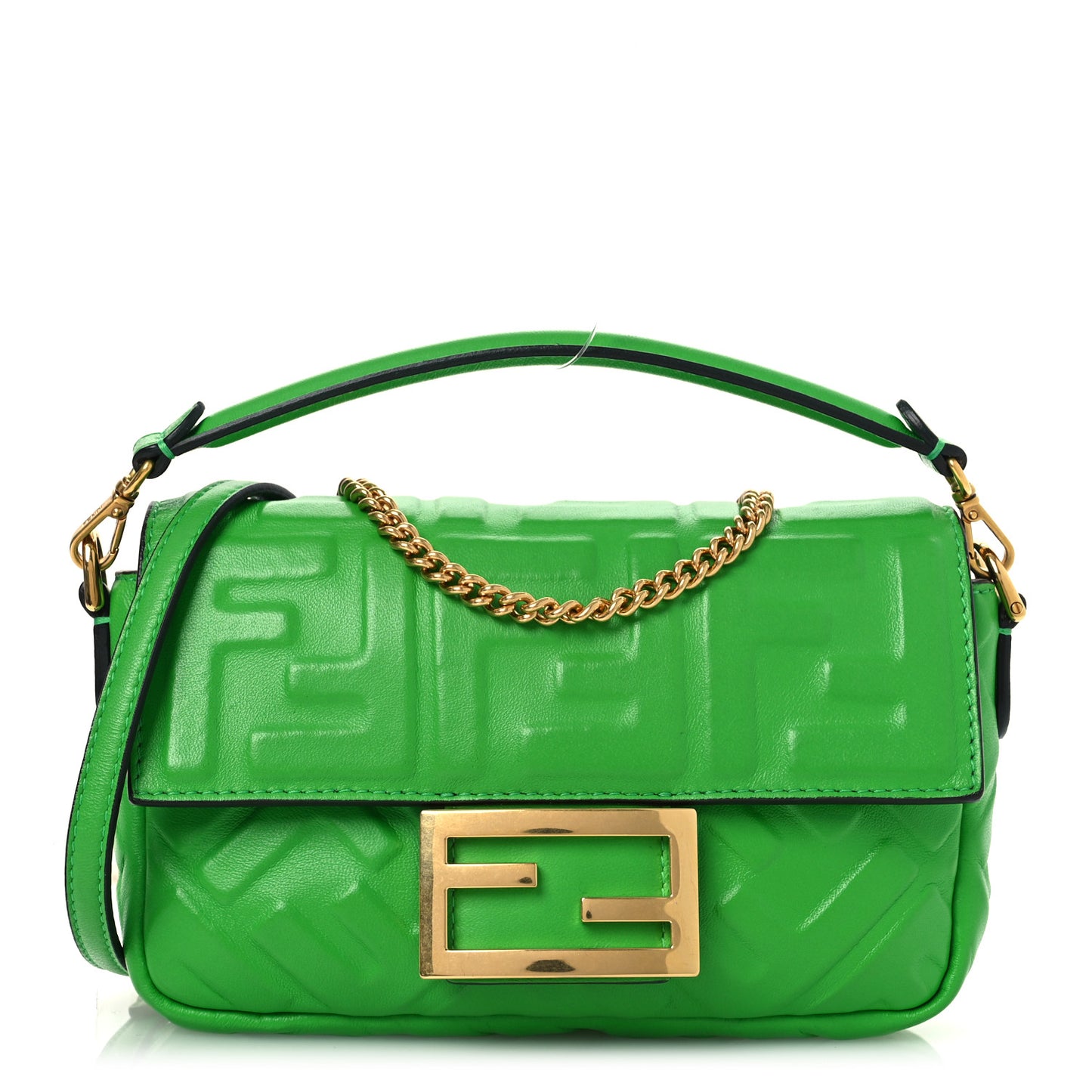 Nappa FF 1974 Embossed Mini Baguette Tomatillo