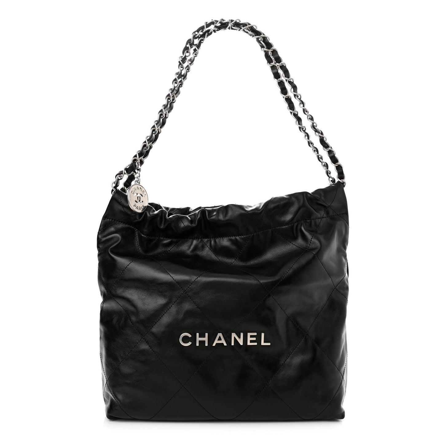 Shiny Calfskin Quilted Chanel 22 Black