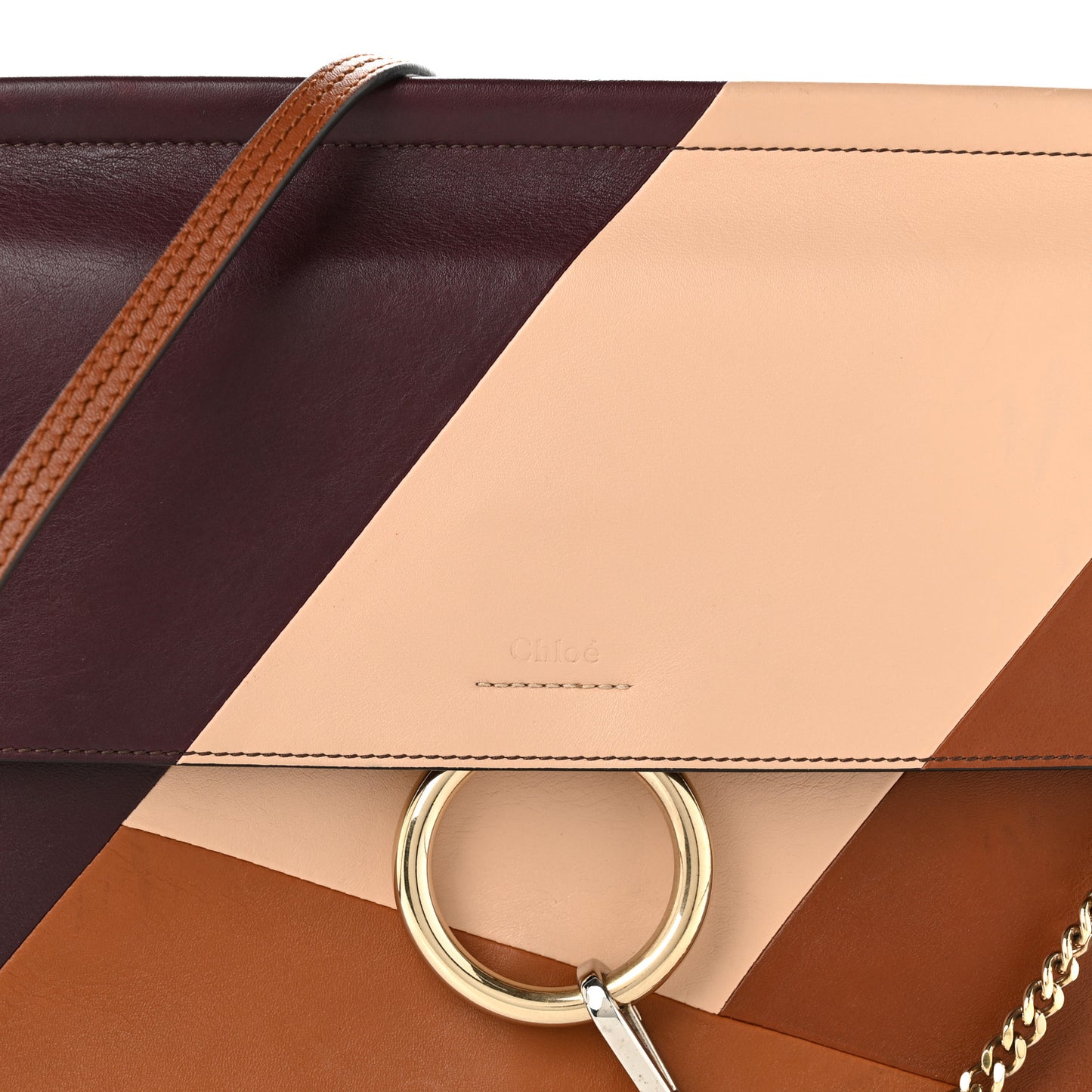 Smooth Calfskin Patchwork Medium Faye Shoulder Bag Light Tan