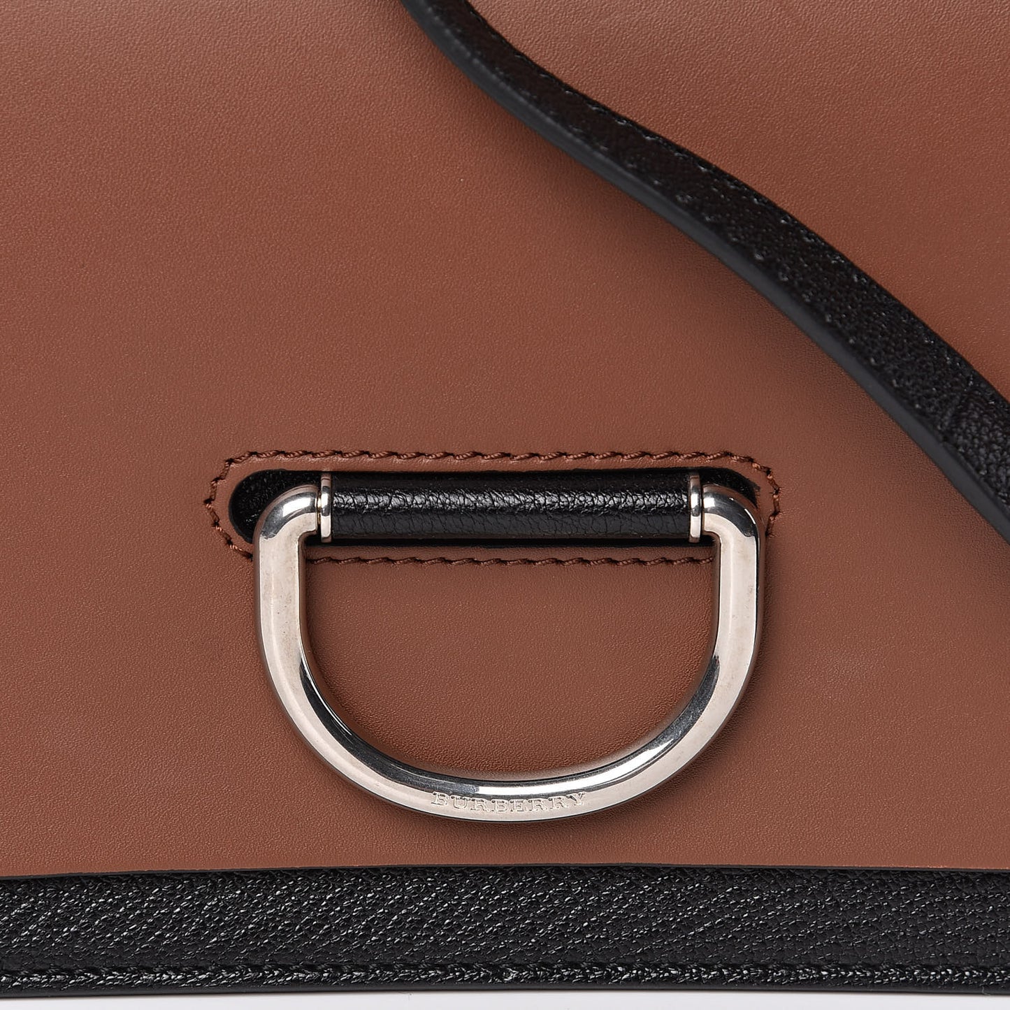 Calfskin Small D-Ring Bag Tan Black