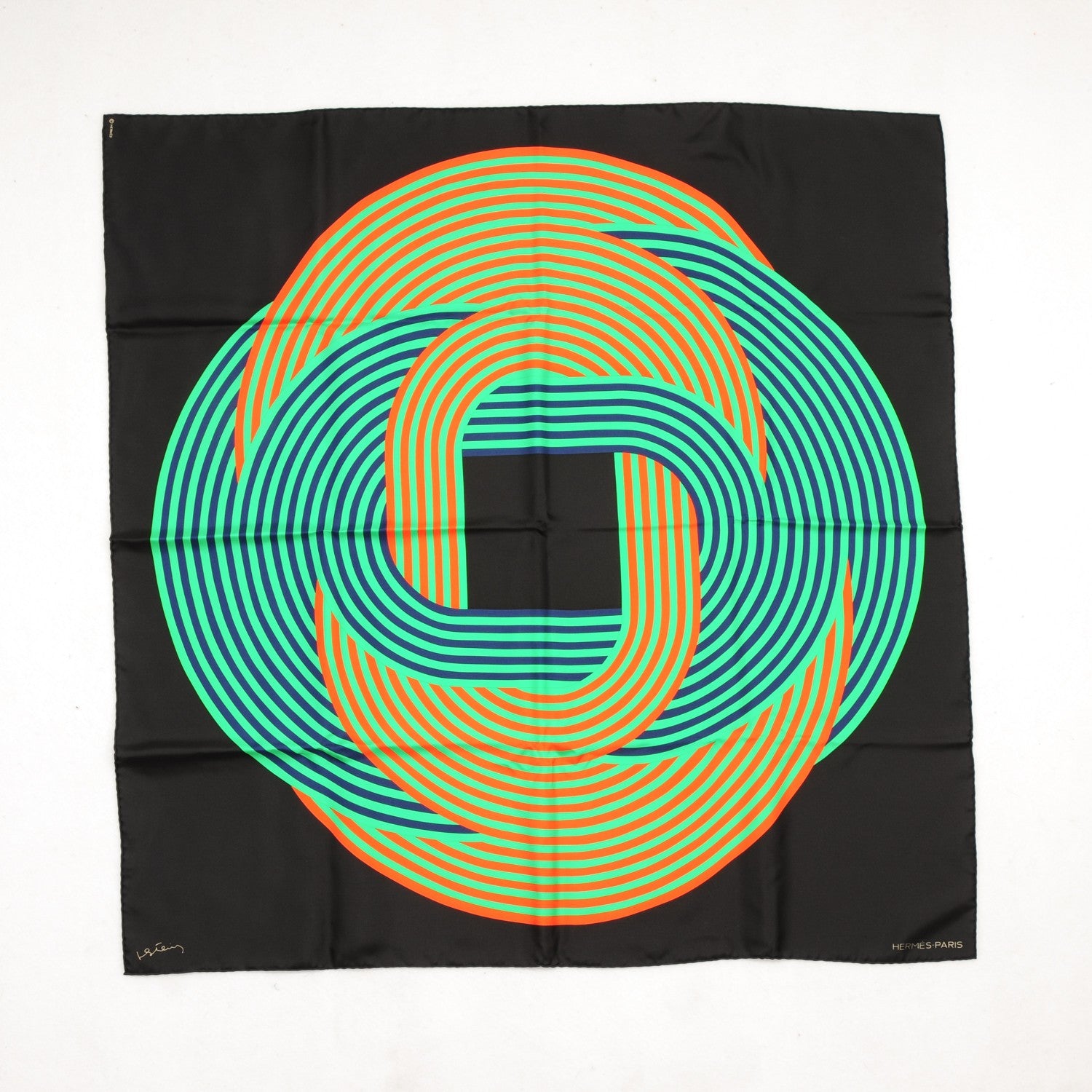Hermes Silk Maillons De Joel Stein Scarf 90 Noir Vert Rouge 2 of 6