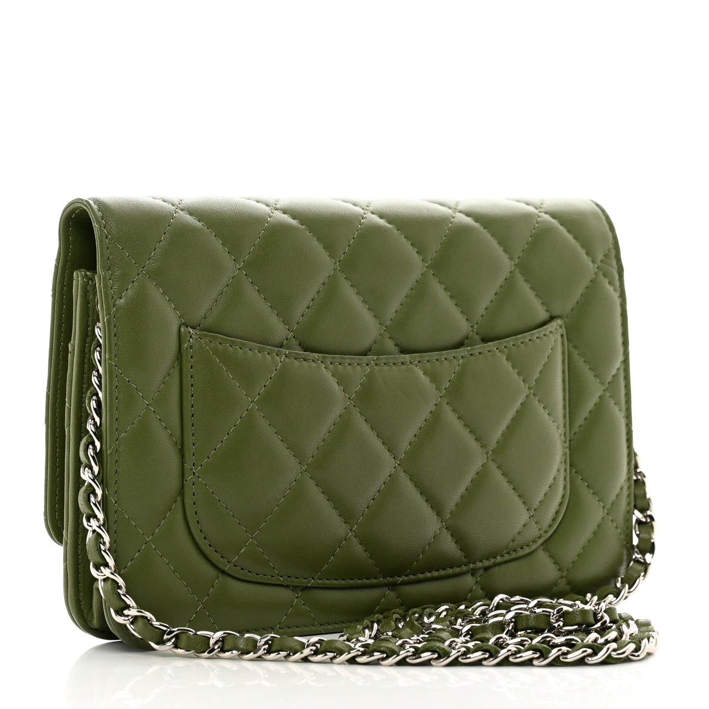 Lambskin Quilted Wallet On Chain WOC Green