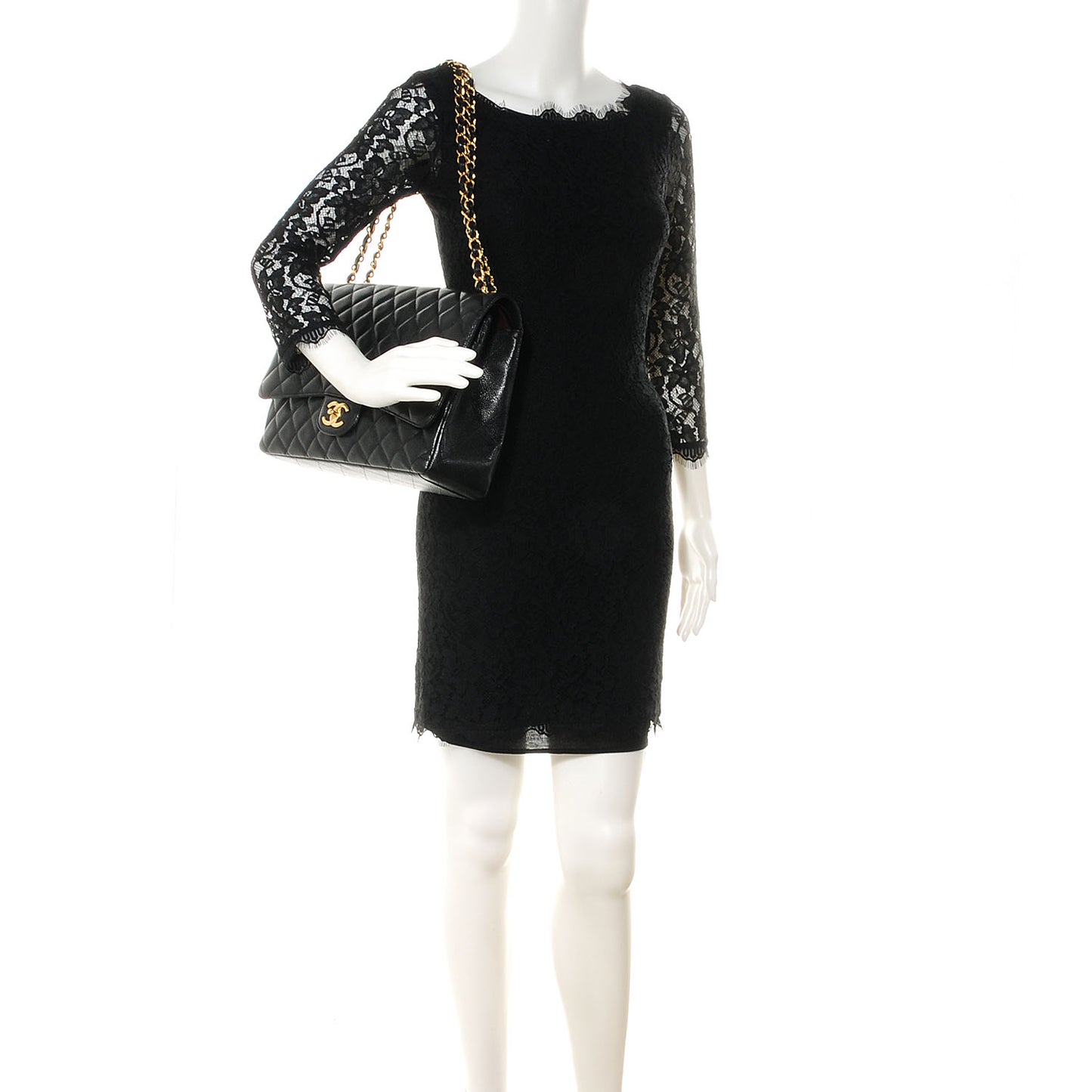 Caviar Quilted Maxi Double Flap Black