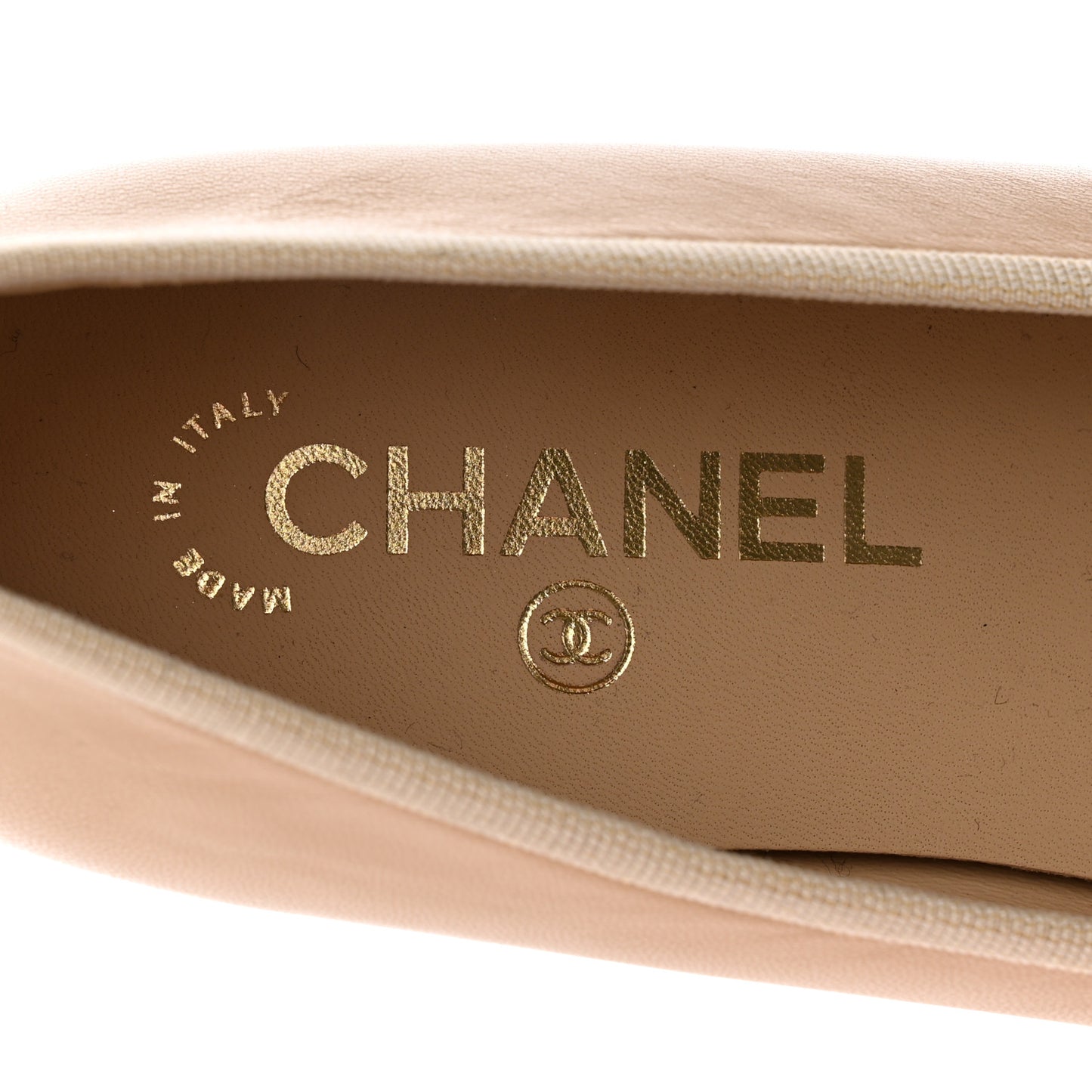 Lambskin Cap Toe Ballerina Flats 39.5 Beige Black