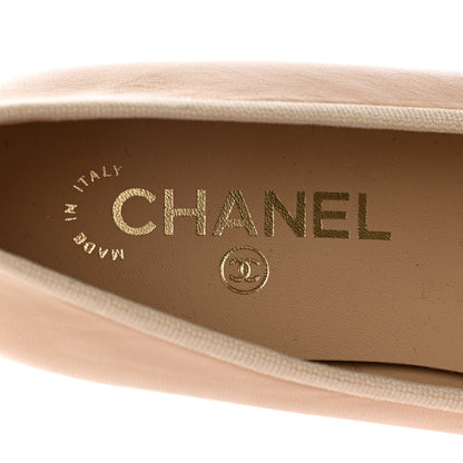 Chanel Lambskin Cap Toe Ballerina Flats 39.5 Beige Black 8 of 20